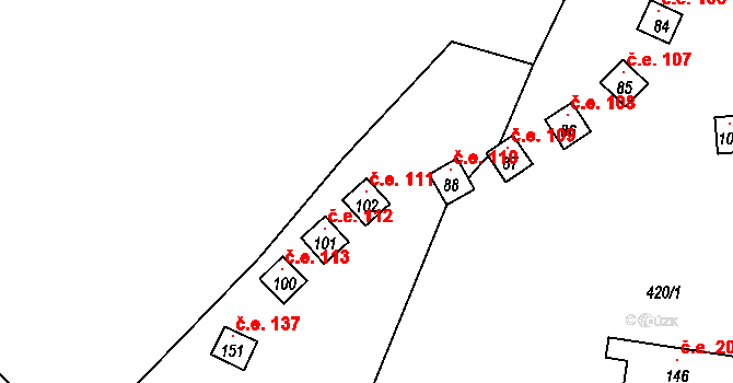 Malý Ratmírov 111, Blažejov na parcele st. 102 v KÚ Blažejov, Katastrální mapa