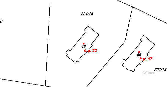 Opálka 22, Strážov na parcele st. 43 v KÚ Opálka, Katastrální mapa