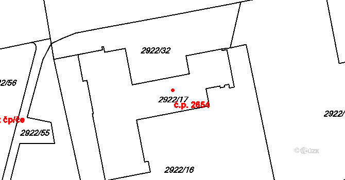 Žižkov 2654, Praha na parcele st. 2922/17 v KÚ Žižkov, Katastrální mapa