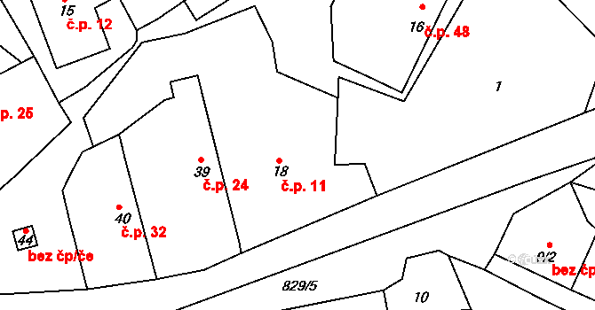 Chramosty 11, Dublovice na parcele st. 18 v KÚ Chramosty, Katastrální mapa