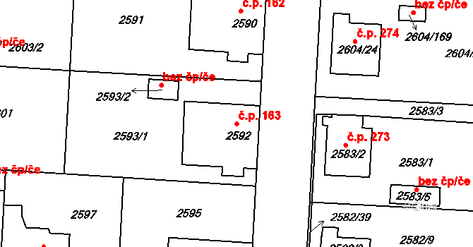 Příbram IV 163, Příbram na parcele st. 2592 v KÚ Příbram, Katastrální mapa