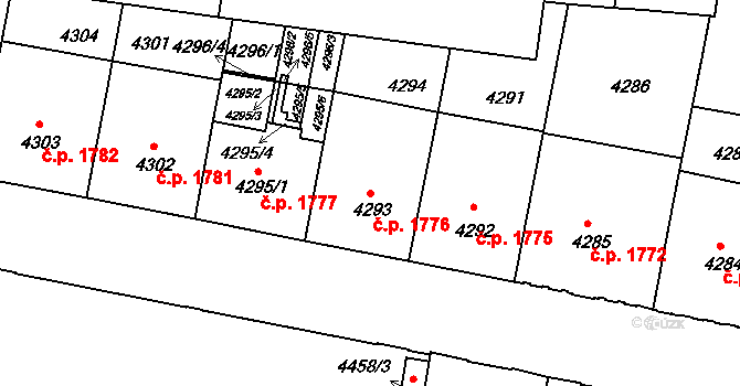 České Budějovice 3 1776, České Budějovice na parcele st. 4293 v KÚ České Budějovice 3, Katastrální mapa