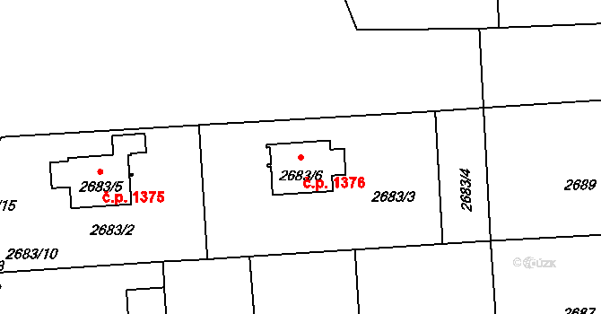 České Budějovice 6 1376, České Budějovice na parcele st. 2683/6 v KÚ České Budějovice 6, Katastrální mapa