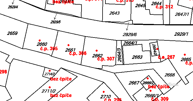 Rumburk 1 307, Rumburk na parcele st. 2662 v KÚ Rumburk, Katastrální mapa