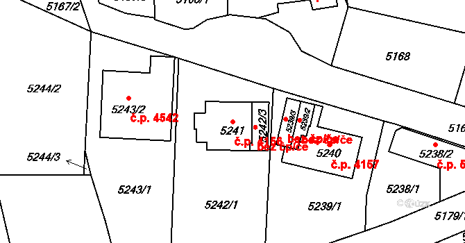Chomutov 4156 na parcele st. 5241 v KÚ Chomutov I, Katastrální mapa