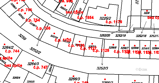 Kuřim 1127 na parcele st. 3257/2 v KÚ Kuřim, Katastrální mapa