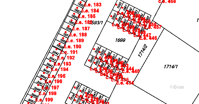 Kuřim 441 na parcele st. 3955 v KÚ Kuřim, Katastrální mapa