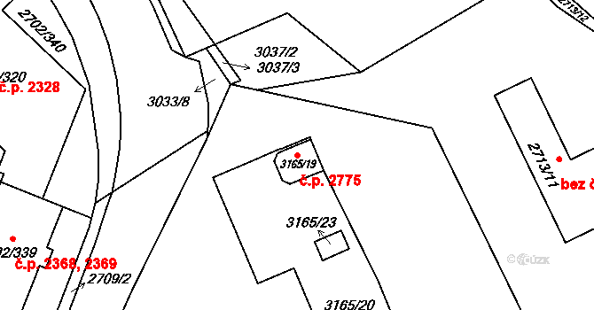 Předměstí 2775, Opava na parcele st. 3165/19 v KÚ Opava-Předměstí, Katastrální mapa
