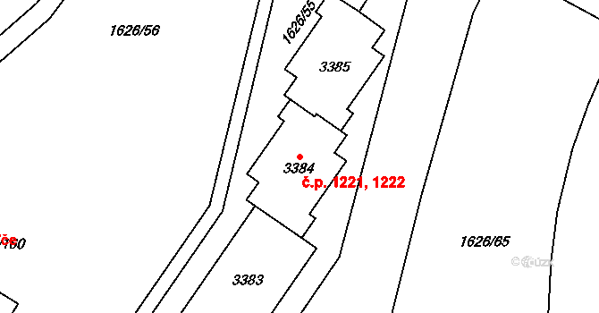 Bolevec 1221,1222, Plzeň na parcele st. 3385 v KÚ Bolevec, Katastrální mapa
