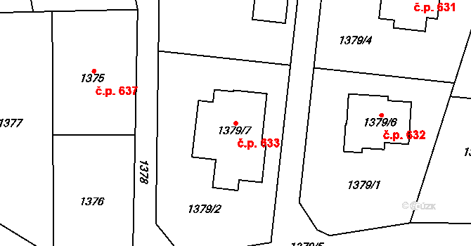Bludovice 633, Havířov na parcele st. 1379/7 v KÚ Bludovice, Katastrální mapa