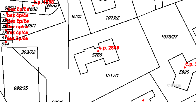 Šumperk 2888 na parcele st. 5765 v KÚ Šumperk, Katastrální mapa