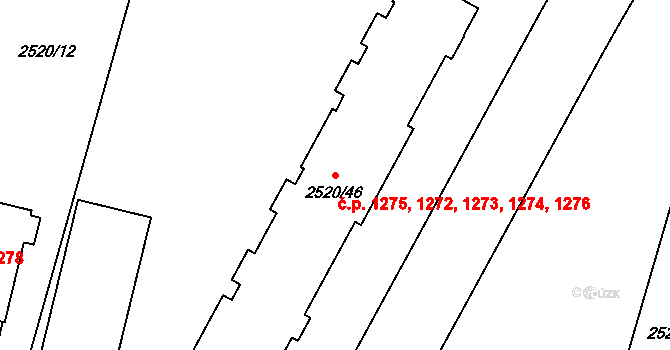 Mohelnice 1272,1273,1274,1275, na parcele st. 2520/46 v KÚ Mohelnice, Katastrální mapa