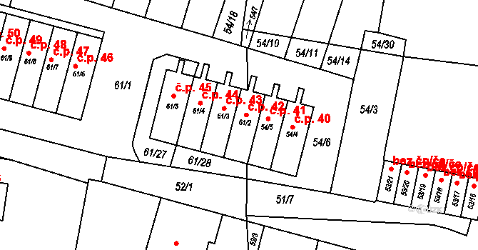 Poláky 42, Chbany na parcele st. 61/2 v KÚ Poláky, Katastrální mapa