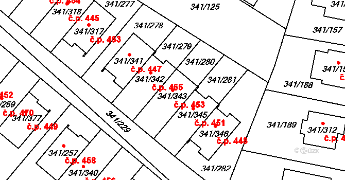 Ivanovice 453, Brno na parcele st. 341/343 v KÚ Ivanovice, Katastrální mapa