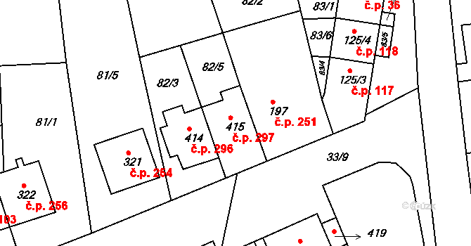 Dražovice 297 na parcele st. 415 v KÚ Dražovice, Katastrální mapa