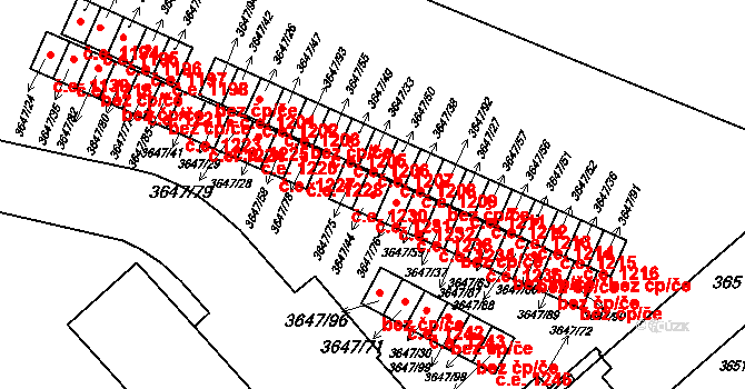 Znojmo 1231 na parcele st. 3647/44 v KÚ Znojmo-město, Katastrální mapa