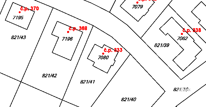 Václavské Předměstí 333, Písek na parcele st. 7080 v KÚ Písek, Katastrální mapa