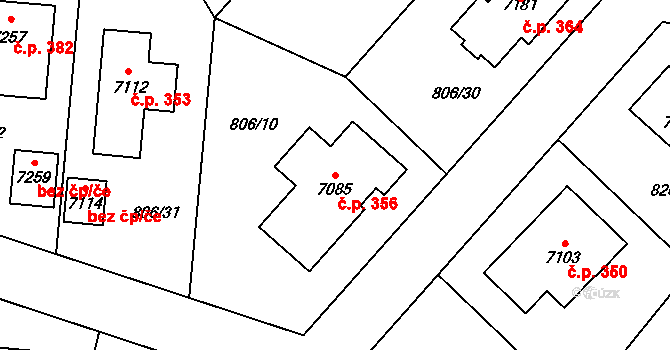 Václavské Předměstí 356, Písek na parcele st. 7085 v KÚ Písek, Katastrální mapa