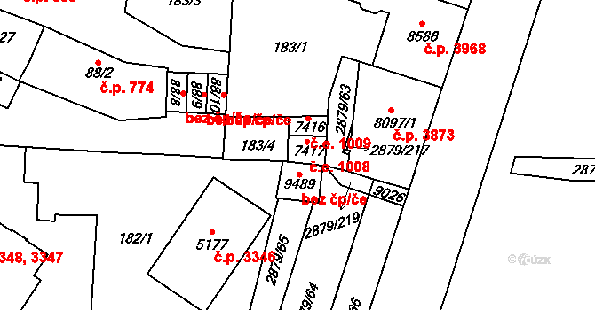 Hodonín 1008 na parcele st. 7417 v KÚ Hodonín, Katastrální mapa