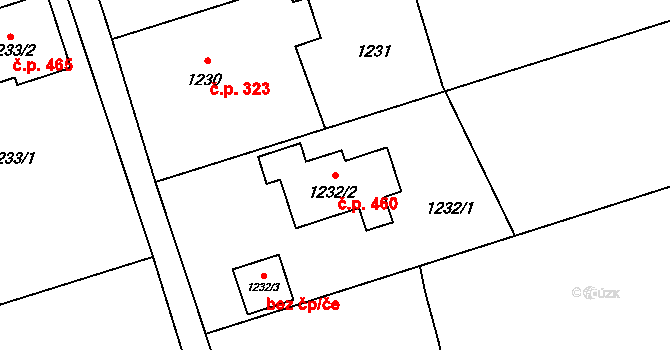 Záblatí 460, Bohumín na parcele st. 1232/2 v KÚ Záblatí u Bohumína, Katastrální mapa