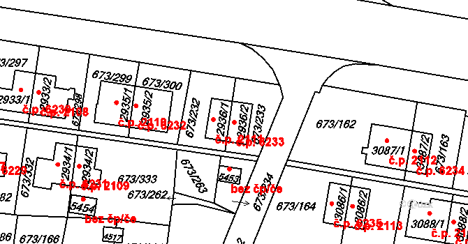 Zlín 6233 na parcele st. 2936/2 v KÚ Zlín, Katastrální mapa