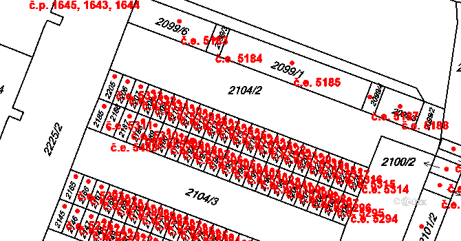 Kadaň 5324 na parcele st. 2214 v KÚ Kadaň, Katastrální mapa