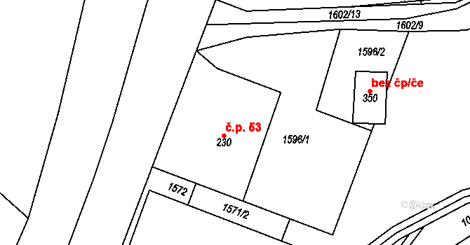 Pusté Žibřidovice 53, Jindřichov na parcele st. 230 v KÚ Pusté Žibřidovice, Katastrální mapa