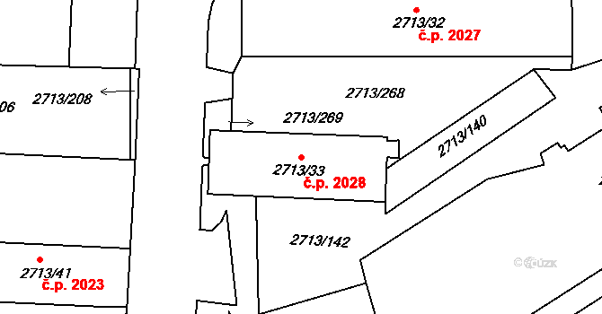 Tachov 2028 na parcele st. 2713/33 v KÚ Tachov, Katastrální mapa