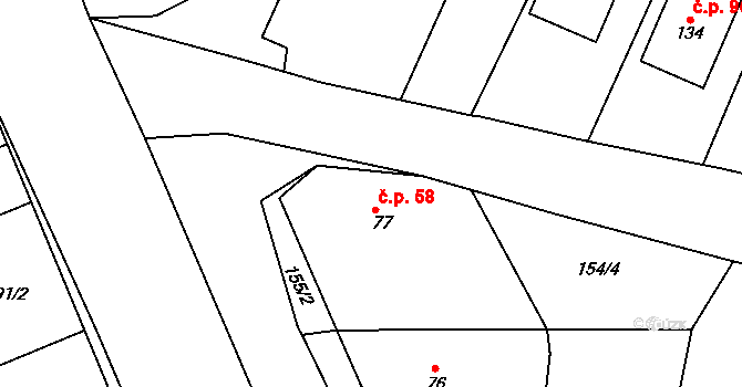 Bolina 58, Vlašim na parcele st. 77 v KÚ Bolina, Katastrální mapa