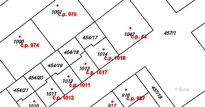 Přívoz 1018, Ostrava na parcele st. 1014 v KÚ Přívoz, Katastrální mapa
