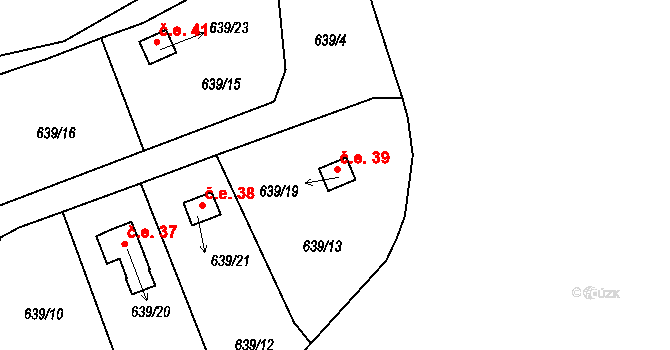 Poříčí 39, Boršov nad Vltavou na parcele st. 639/19 v KÚ Boršov nad Vltavou, Katastrální mapa