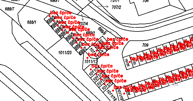 Mšeno nad Nisou 750, Jablonec nad Nisou na parcele st. 1011/12 v KÚ Mšeno nad Nisou, Katastrální mapa