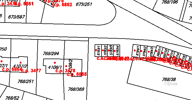 Zlín 2349 na parcele st. 5783/1 v KÚ Zlín, Katastrální mapa