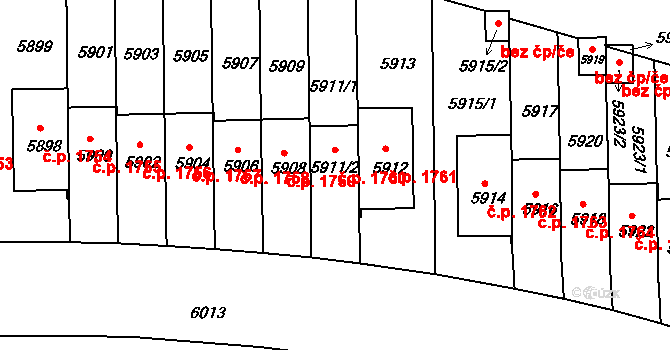 Žďár nad Sázavou 6 1760, Žďár nad Sázavou na parcele st. 5911/2 v KÚ Město Žďár, Katastrální mapa