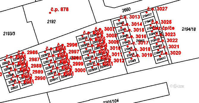 Prostřední Suchá 3010, Havířov na parcele st. 2200/31 v KÚ Prostřední Suchá, Katastrální mapa