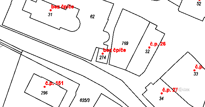 Čachovice 39288871 na parcele st. 274 v KÚ Struhy, Katastrální mapa