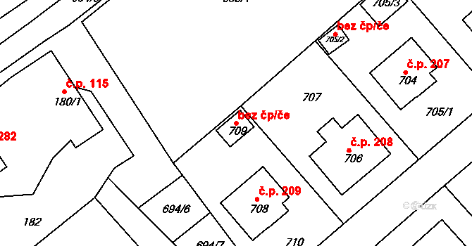 Polnička 40754871 na parcele st. 709 v KÚ Polnička, Katastrální mapa