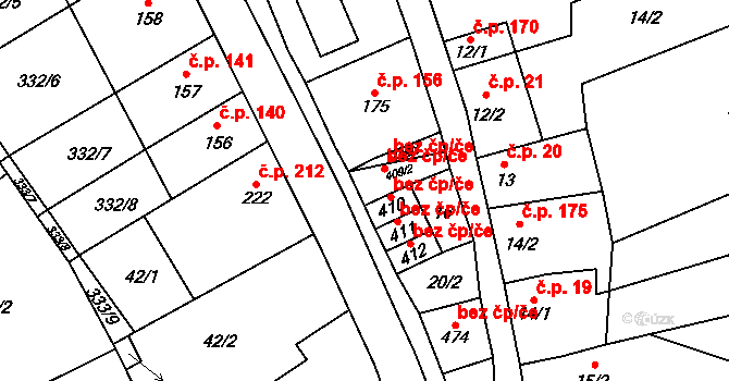 Čechy pod Kosířem 41147871 na parcele st. 410 v KÚ Čechy pod Kosířem, Katastrální mapa