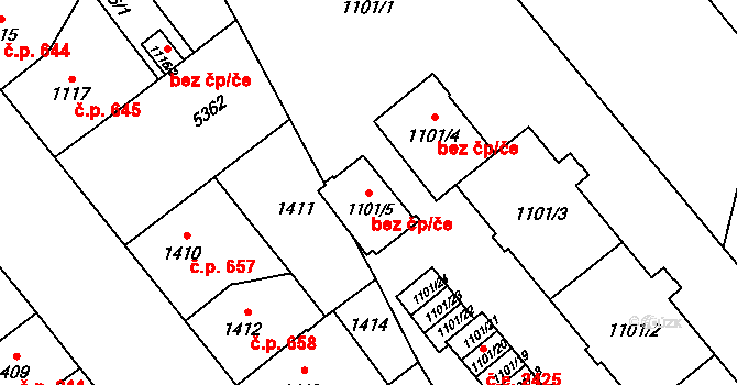 Plzeň 42458871 na parcele st. 1101/5 v KÚ Plzeň, Katastrální mapa