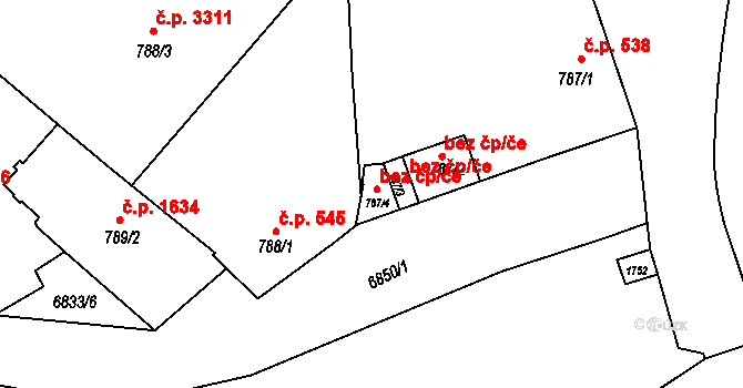 Žatec 43633871 na parcele st. 787/4 v KÚ Žatec, Katastrální mapa