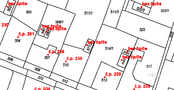 Bohumín 43986871 na parcele st. 511/2 v KÚ Skřečoň, Katastrální mapa