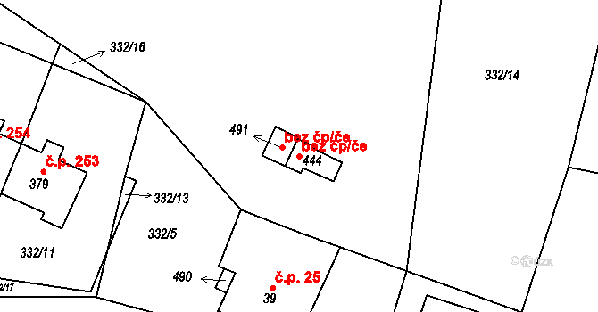 Lipová-lázně 45305871 na parcele st. 444 v KÚ Horní Lipová, Katastrální mapa