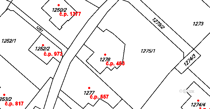 Ludgeřovice 483 na parcele st. 1276 v KÚ Ludgeřovice, Katastrální mapa