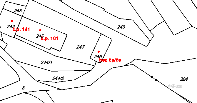 Březina 46025871 na parcele st. 246 v KÚ Proseč u Březiny, Katastrální mapa