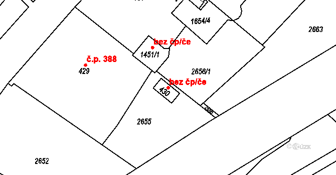 Luhačovice 47825871 na parcele st. 430 v KÚ Luhačovice, Katastrální mapa