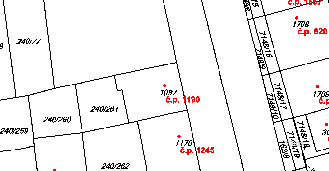 Staré Město 1190 na parcele st. 1097 v KÚ Staré Město u Uherského Hradiště, Katastrální mapa