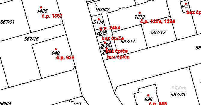 Blansko 1051 na parcele st. 2585 v KÚ Blansko, Katastrální mapa