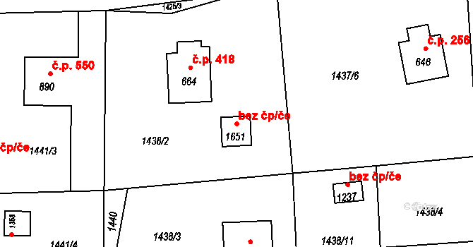 Třinec 50448871 na parcele st. 1651 v KÚ Oldřichovice u Třince, Katastrální mapa