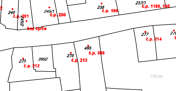 Choceň 385 na parcele st. 465 v KÚ Choceň, Katastrální mapa