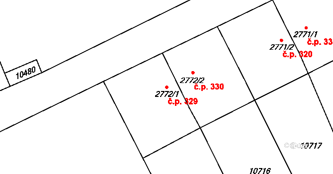 Pražské Předměstí 329, Vysoké Mýto na parcele st. 2772/1 v KÚ Vysoké Mýto, Katastrální mapa
